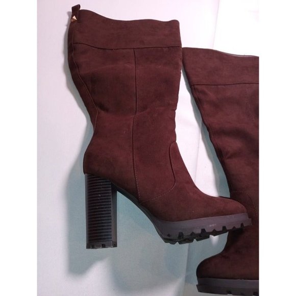 Shandee Tall-E Just Fab Brown 4.5" Heel Knee High Boots Size 10 BRAND NEW - Picture 2 of 7